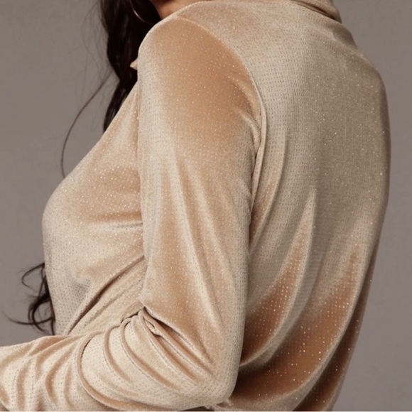 Showstopper JLUXLABEL tan champagne jogger bodysuit set top and pants set - Picture 4 of 9